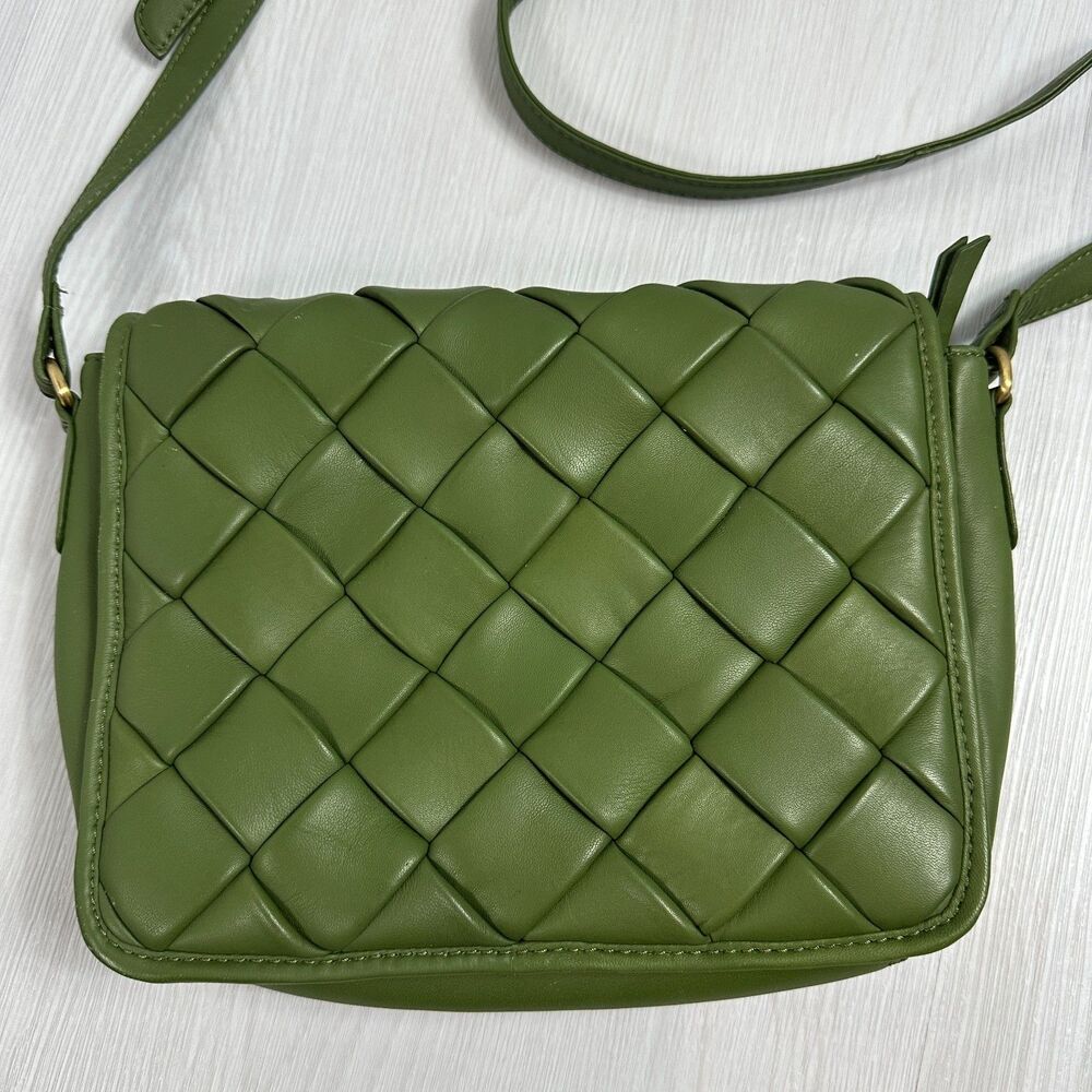 New Marta Ponti Leather Purse Shoulder CrossBody Grass Green Adjustable Strap